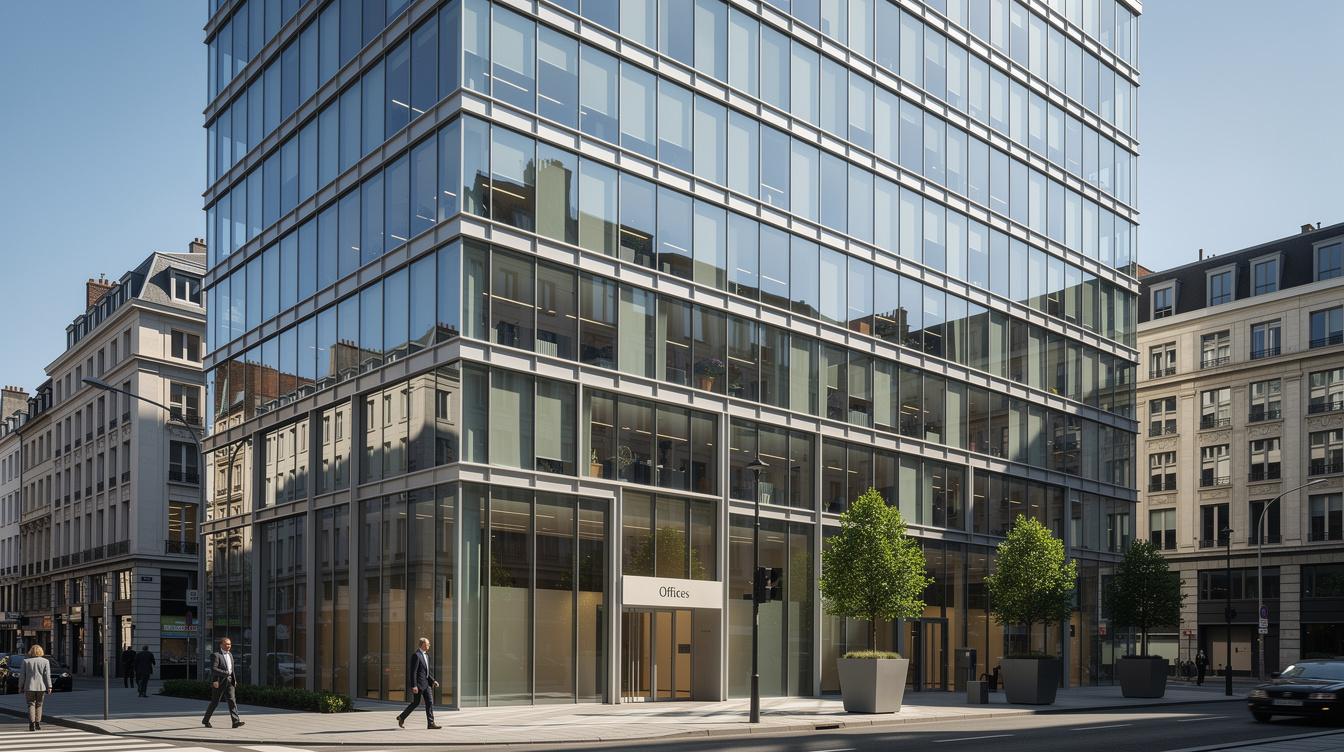Modern office building exterior in Belgium